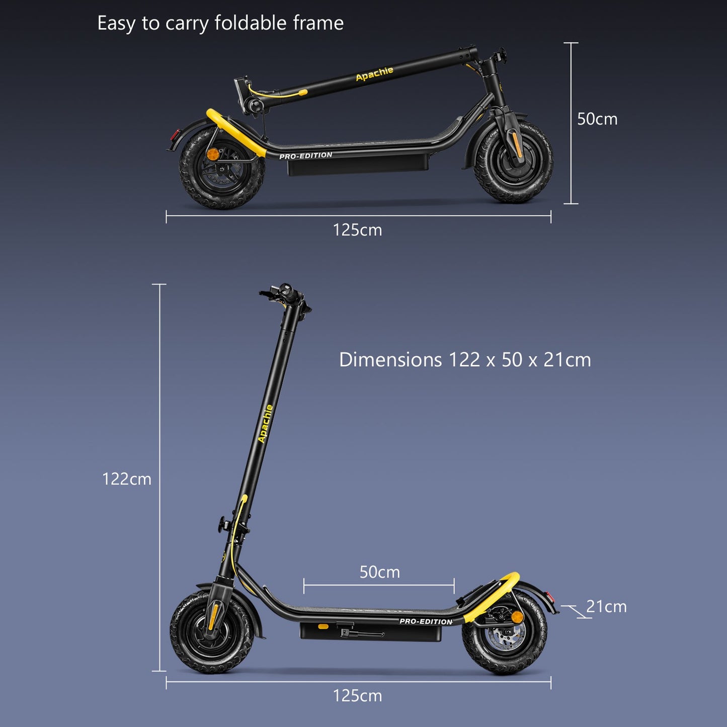 Apachie 500W Pro Edition Adult Electric Scooter - YELLOW