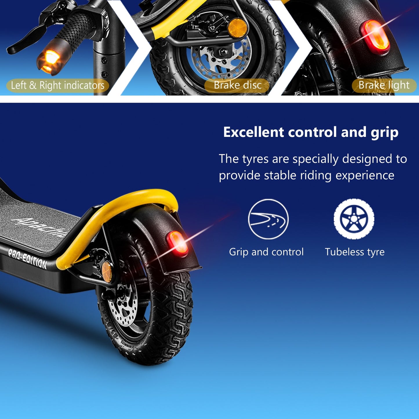 Apachie 500W Pro Edition Adult Electric Scooter - YELLOW