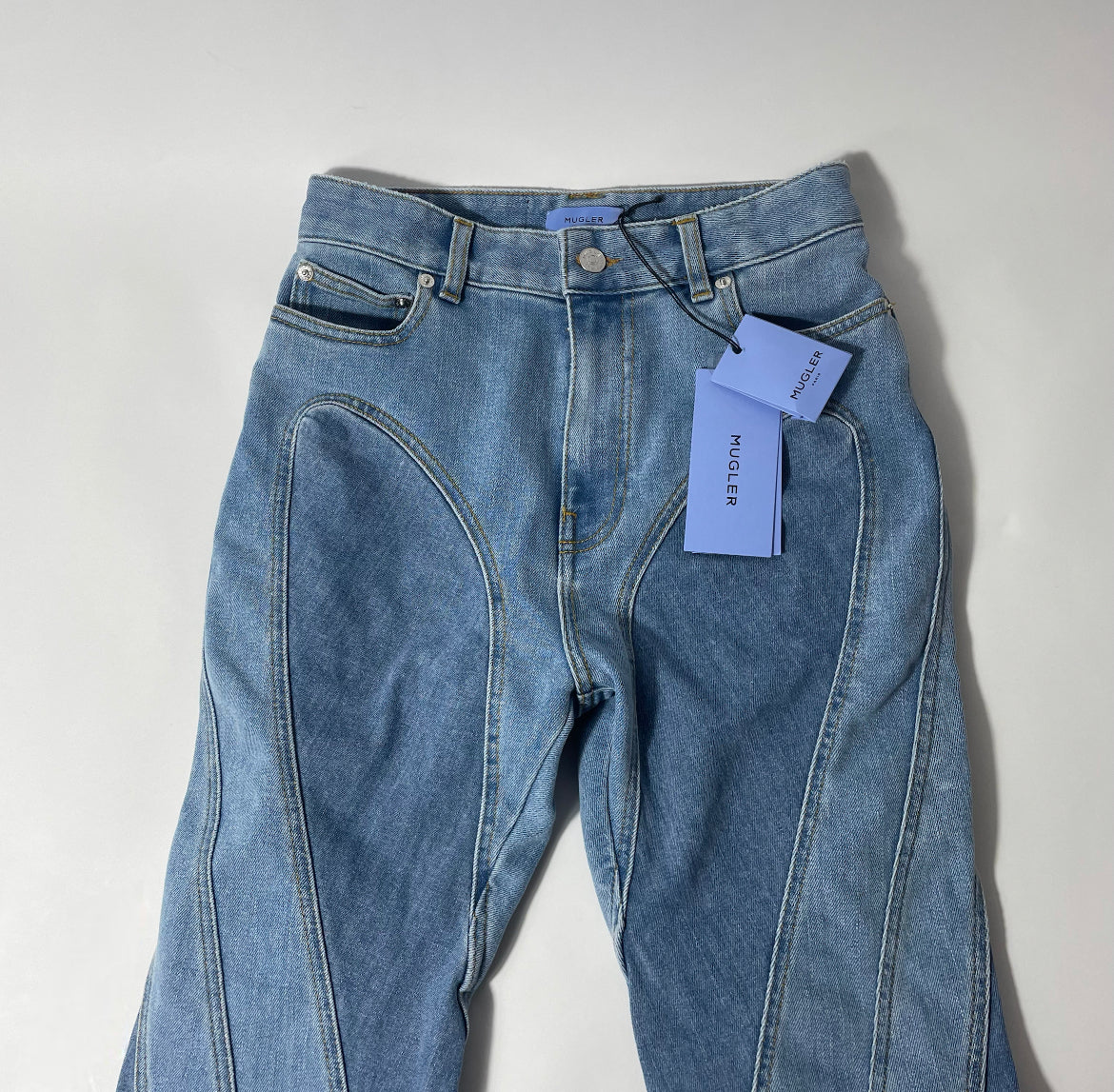 Mugler Denim Panelled Skinny Jeans EU 38/UK 6