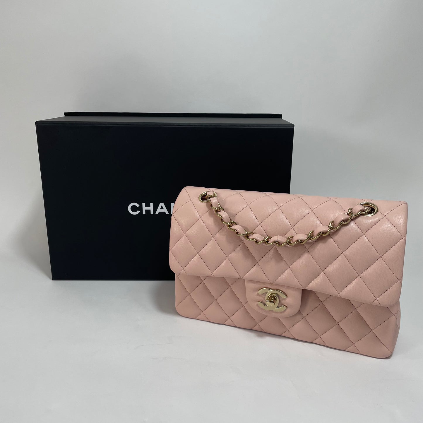 Chanel Classic Pink White gold Small