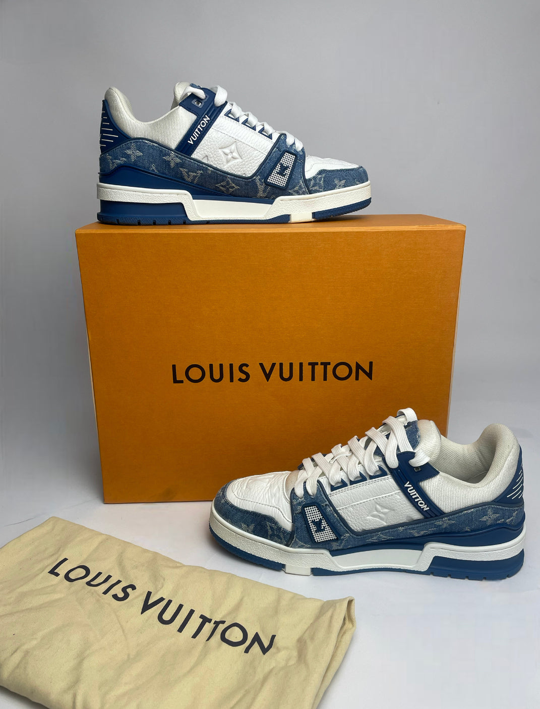 Louis Vuitton LV Trainer Monogram Light Blue Denim Men's UK